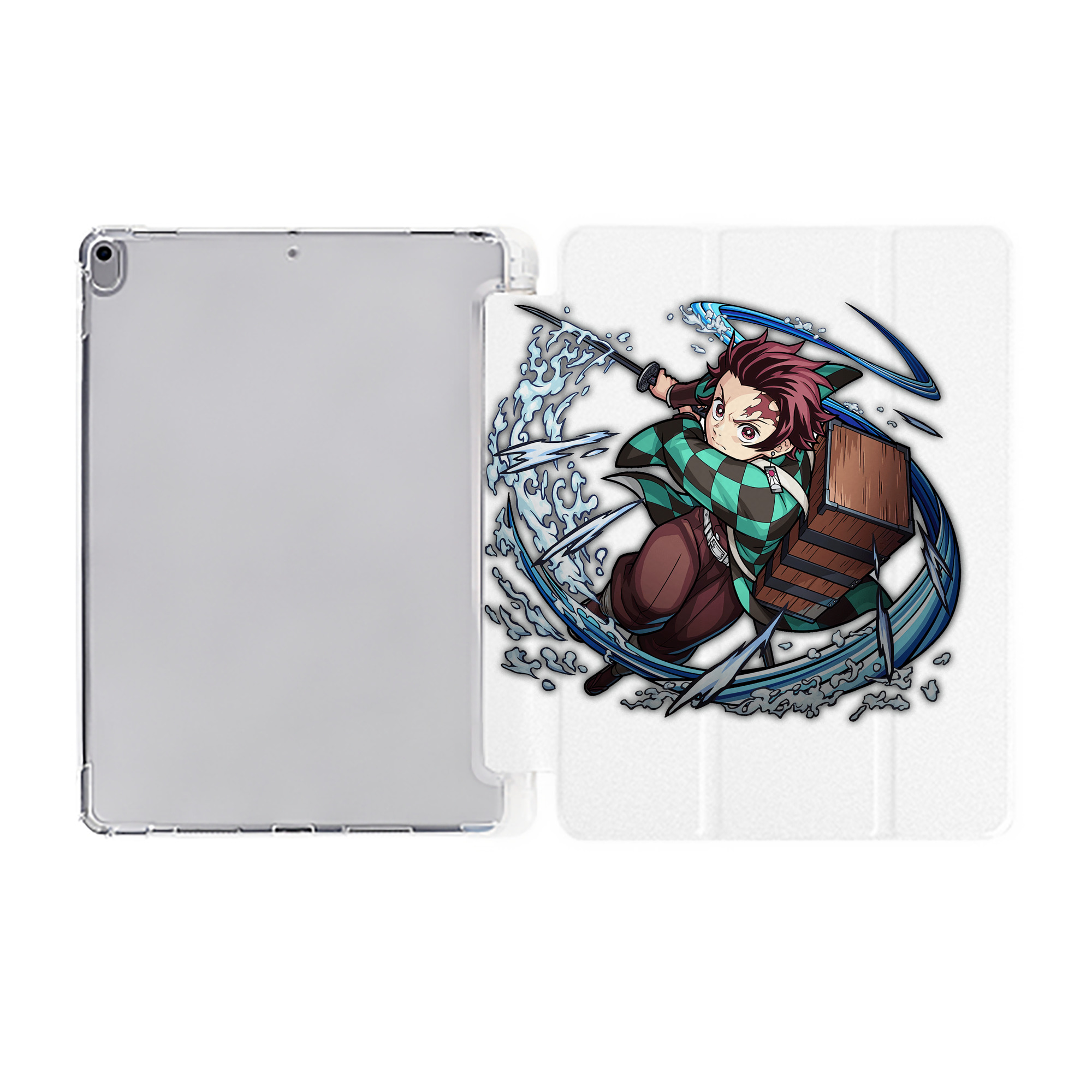 （画像用） 鬼滅の刃 竈門 炭治郎／かまど たんじろう Kamado Tanjirou IPad ケース ペン収納付き 三つ折りスタンド PUレザー×シリコン 対応機種9.5/10.5/10.9インチ